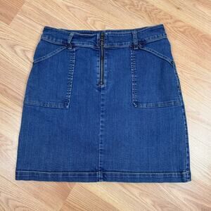 Women’s Jean Skirt Y2K Inc. Size 6 Front Zipper Faded Denim Cowboy Country